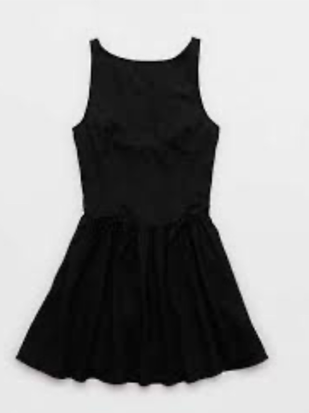 aerie Black Sleeveless Tie-Waist Mini Dress